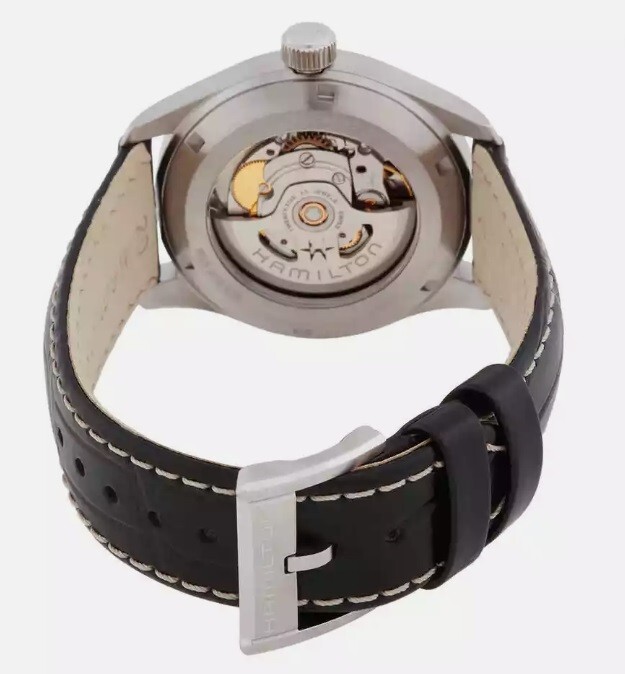 Pre-owned Hamilton Khaki Field Automatic Black Dial Leather Strap Men's Watch H70405730