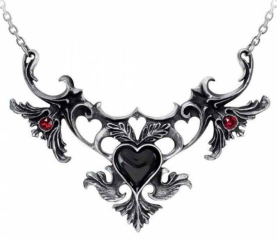 Mon Amour de Soubise Necklace, Love Heart, Black, Gothic Royal, Alchemy England