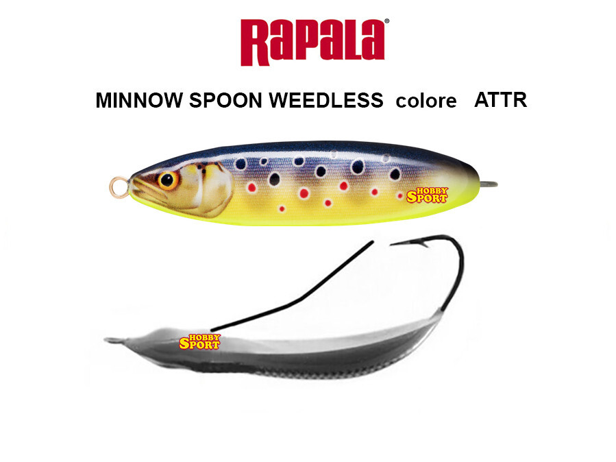 RAPALA MINNOW SPOON WEEDLESS 7cm COLORE ATTR 15 gr SPINNING LUCCIO BASS