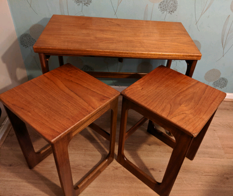 1960 vintage retro McIntosh triform teak nest of tables coffee table