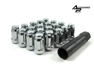 SET OF (20) AND (1) KEY 12X1.5 CHROME SPLINE TUNER 6 SPLINE LOCK LUG NUT #AP5655