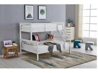 Order Now Pay Cash On Delivery Pine Wood Trio Sleeper Wooden Bunk in Grey White Oak Color 