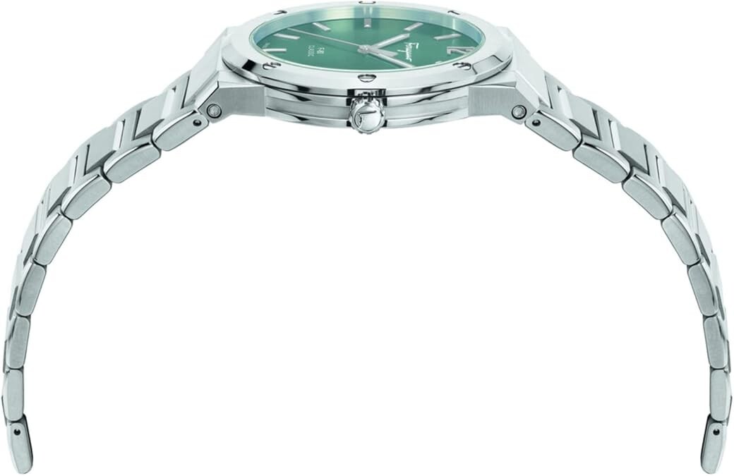 Pre-owned Ferragamo F-80 Men's Watch Sfdt00249 Green Dial Quartz Stainless Steel 42mm