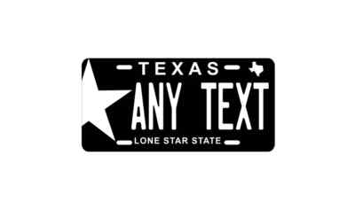 Texas Personalized License Plate YOUR NAME ANY TEXT Custom Black White