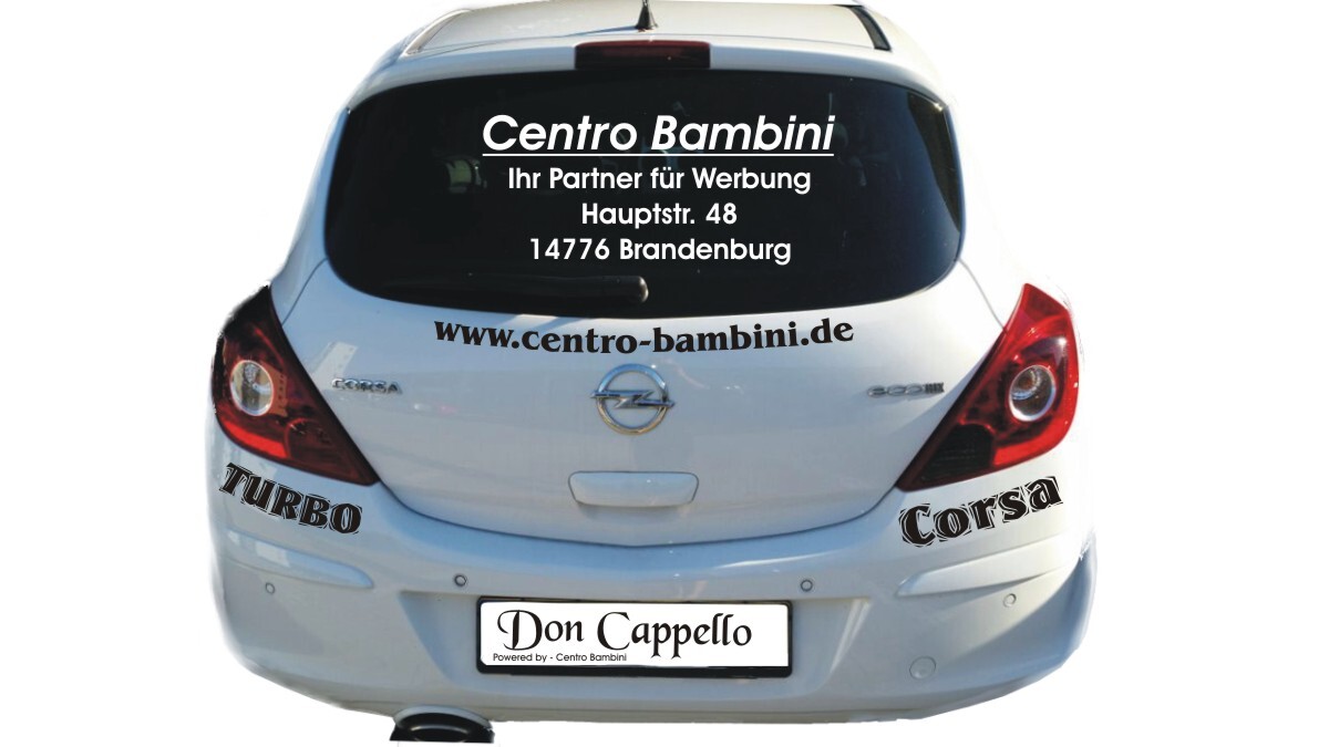 Werbung Autobeschriftung Aufkleber Heckscheibe 4 Zeilen Breite 80 cm