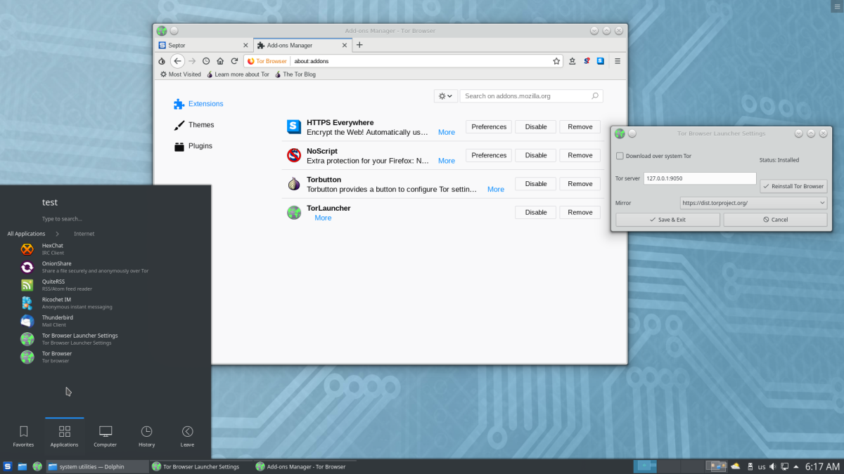 Septor Linux Live USB anonymous browse Privoxy Tor browser Ricochet KDE Plasma