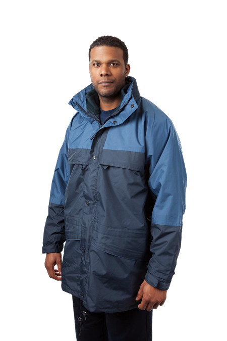 Mens 3 in 1 Parka Insulated Coat Waterproof Fabric Removable Fleece Liner Jacket