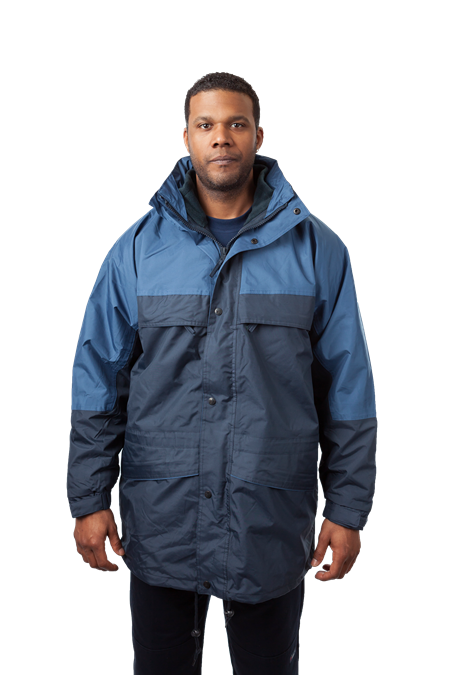 Mens 3 in 1 Parka Insulated Coat Waterproof Fabric Removable Fleece Liner Jacket