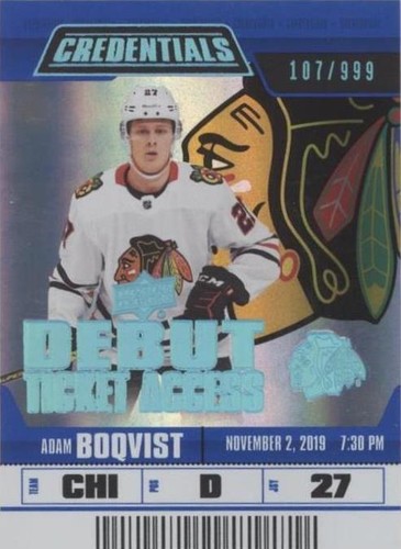 2019-20 Upper Deck Credentials - Adam Boqvist #77