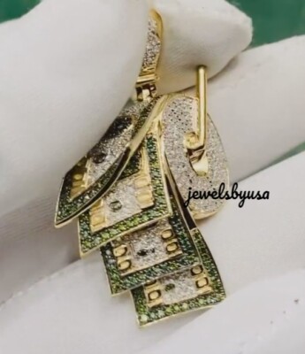 Pre-owned Nsg 3d Money Roll Men's 2.25ct Color Cubic Zirconia Fancy Pendant 925 Silver In White