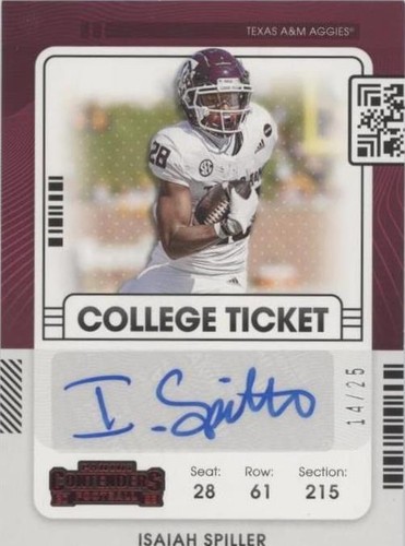 2022 Panini Chronicles Draft Picks Isaiah Spiller #CCT-ISP