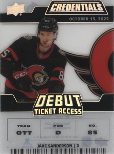 2022-23 Upper Deck Credentials - Jake Sanderson #DTA-SA