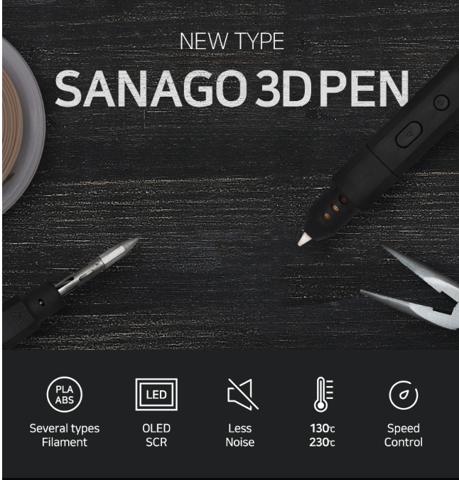 SANAGO New Sanago Premium 3D Pen Set 3Type Module Replaceable Artists Tool KOREA