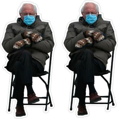 2x Bernie Sanders Mittens Chair Meme Inauguration 2021 Sticker laptop Election