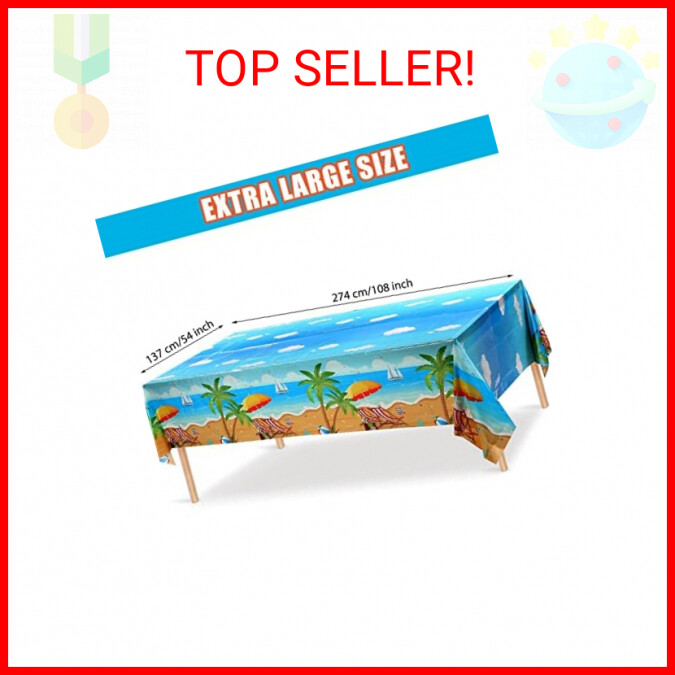 3 Pcs Summer Beach Tablecloths Plastic Hawaiian Party Table Cover Luau Palm Leav