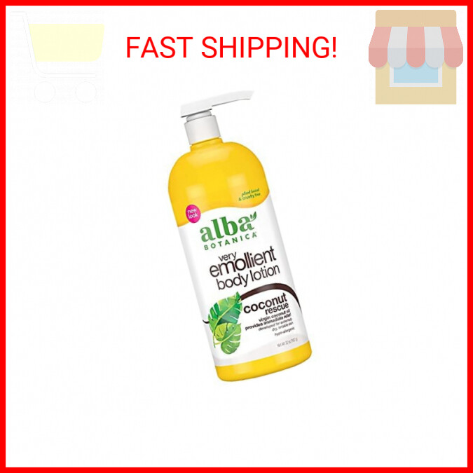 Alba Botanica Very Emollient Body Lotion, Coconut Rescue, 32 Oz