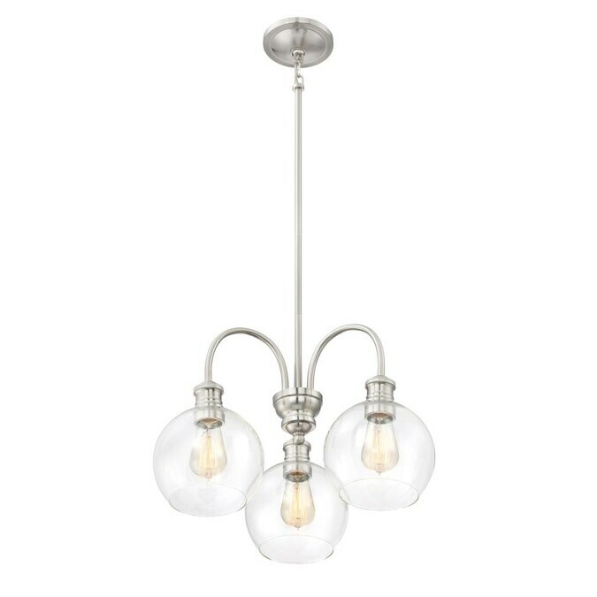 Quoizel Soho Brushed Nickel Industrial Clear Glass Bowl Pendant Light Quoizel Soho Brushed Nickel Industrial Clear Glass Bowl Pendant Light