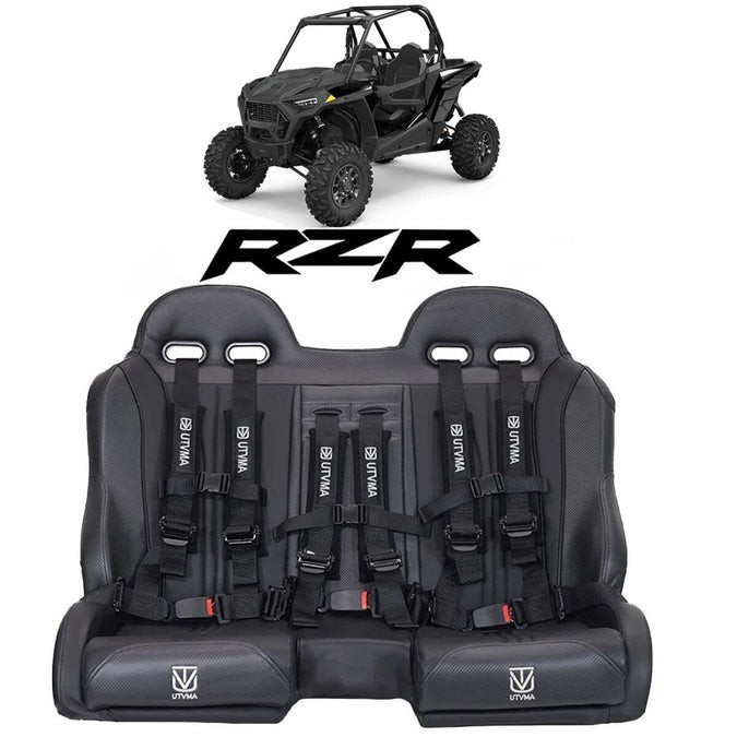 UTVMA RZR 1000 Front Or Rear Black Bench Seat w/ Green Auto Buckle Harness's
