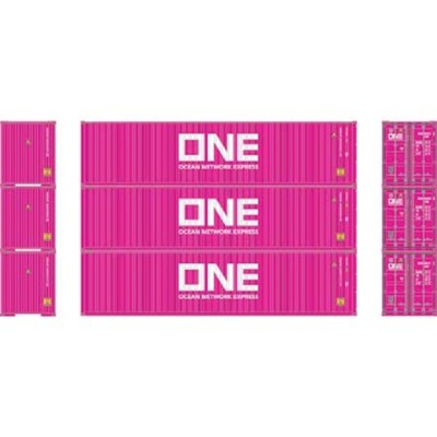 Athearn ATH27039 HO RTR 40' Corrugated HC 3 Containers Ocean Network ONE #2