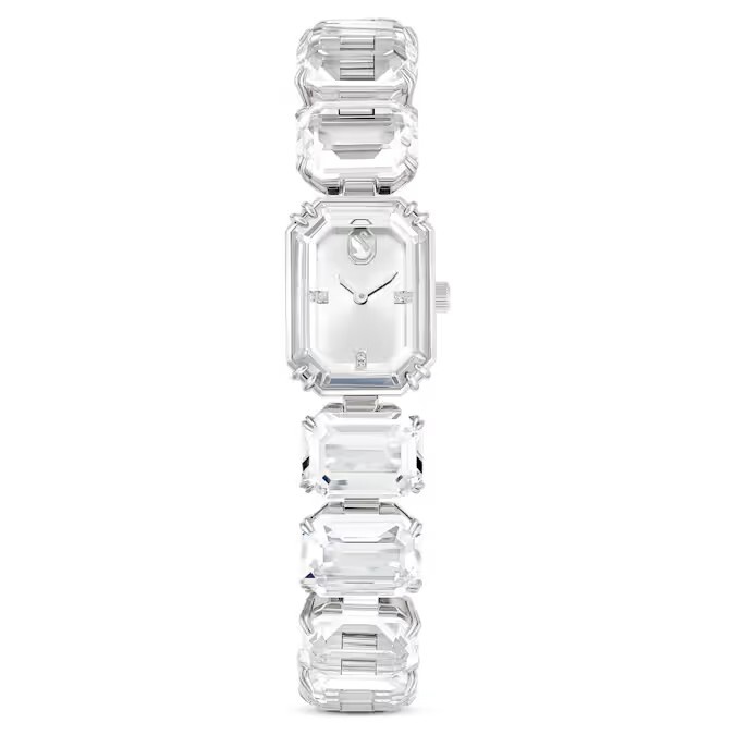 Pre-owned Swarovski 5621173 Women's Watch Octagon Cut Bracelet Quartz Stainless Steel