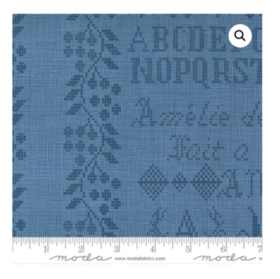 Moda  Threads that Bind Blackbird Designs   28003 24 fabric  Sampler BLUE stitch