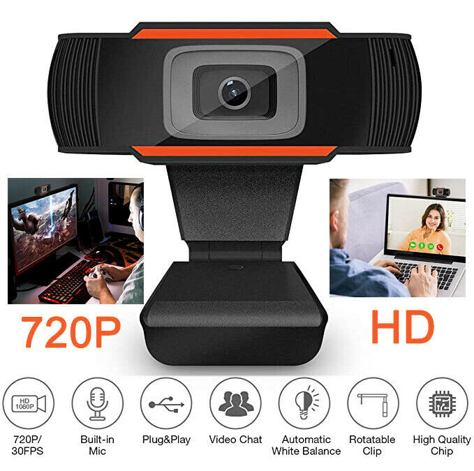 Webcam HD 1280*720P Kamera USB 2.0 3.0 Mit Mikrofon für Computer PC Laptop Mac