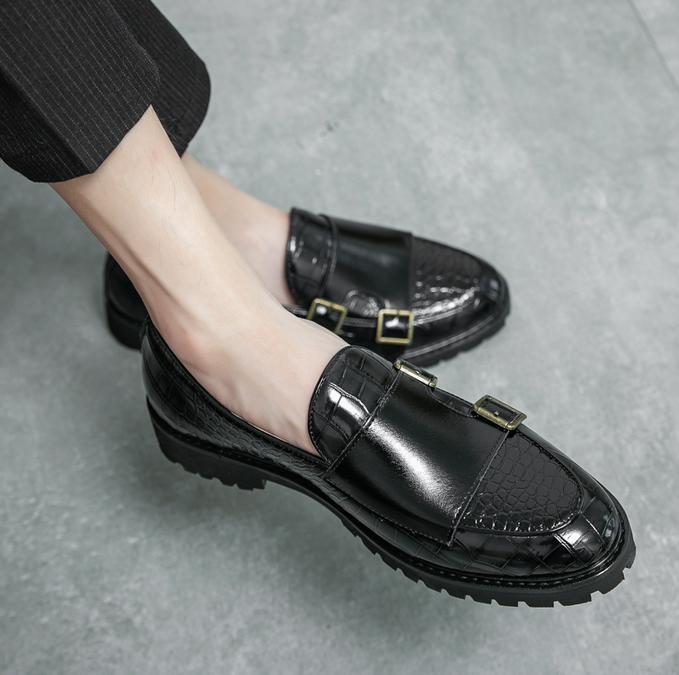 Men's Punk Splicing Shoes Slip On Casual Round Toe Buckle