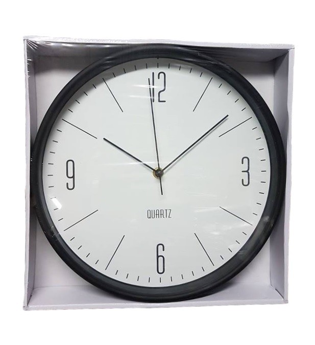 Orologio Da Parete Movimento Quarzo Muro Cornice Nera diametro 30cm Idea