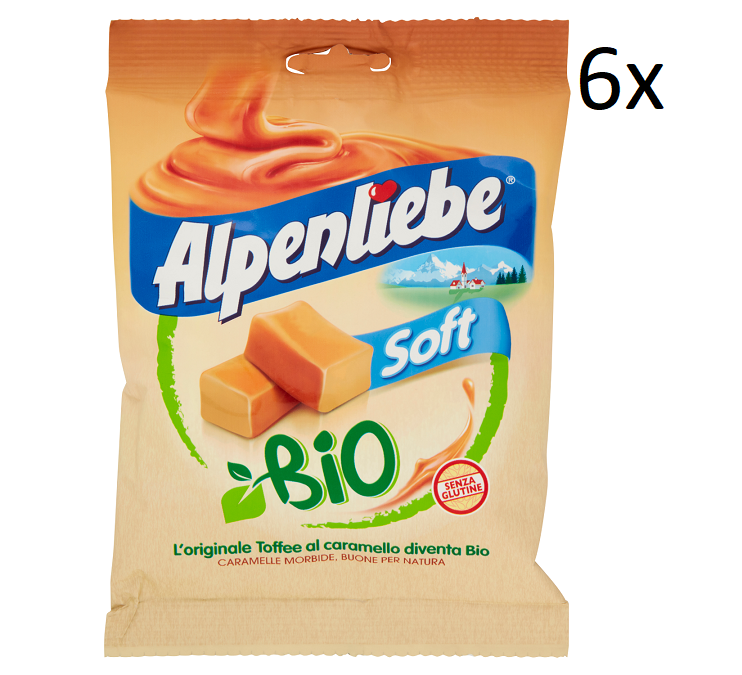 6x Alpenliebe Soft Bio Süßigkeiten weiche Karamellbonbons Lollies 80g Beutel