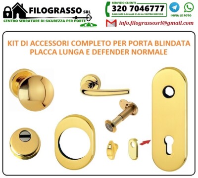 KIT DI ACCESSORI COMPLETO PORTA BLINDATA A CILINDRO EUROPEO