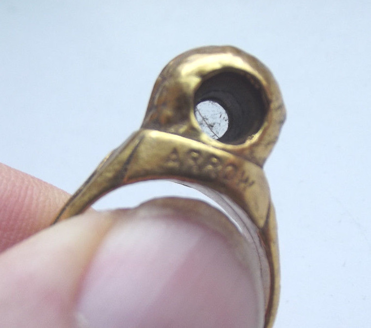 Straight Arrow Gold Nugget Secret Hidden Picture Ring w Free Shipping