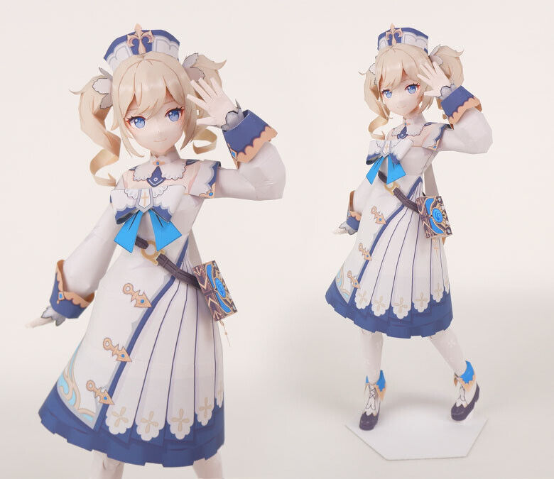 Genshin Impact Barbara Handcraft DIY Anime FIgure Paper Model 26cm Tall