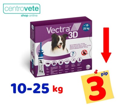VECTRA 3D Cane 10 - 25 Kg  3 Pipette ⇢ Antiparassitario per CANI di taglia Media