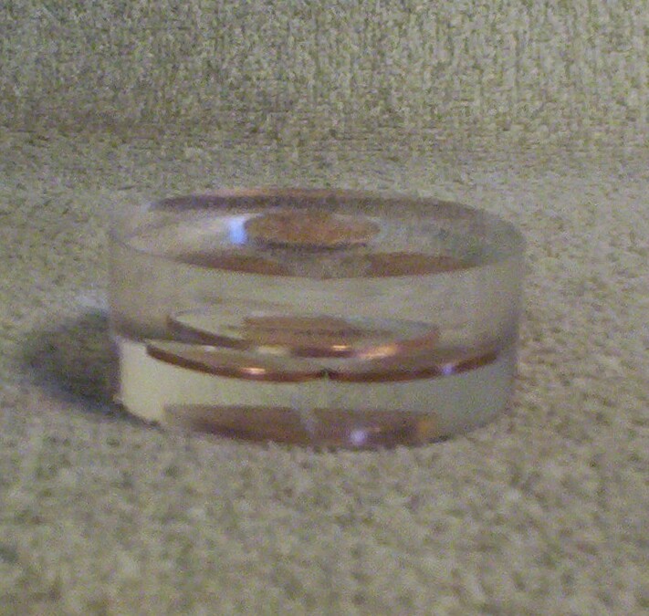 VINTAGE 1971 THREE PENNIES IN LUCITE PAPERWEIGHT VIRGINIA CITY NEVADA SOUVENIR