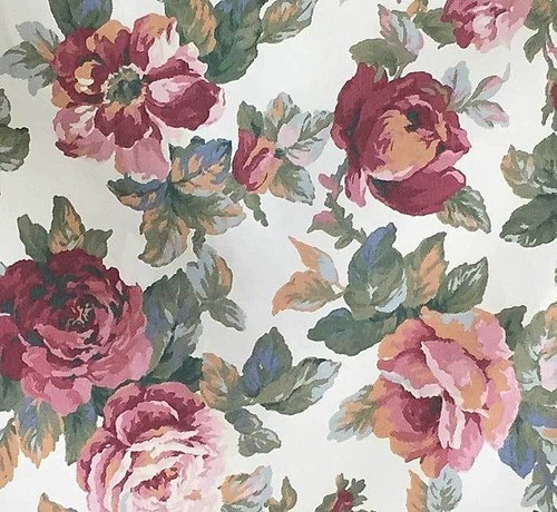 Interior Fabric Design Vintage Heavy Upholstery Fabric English Roses 6+ Yard NOS