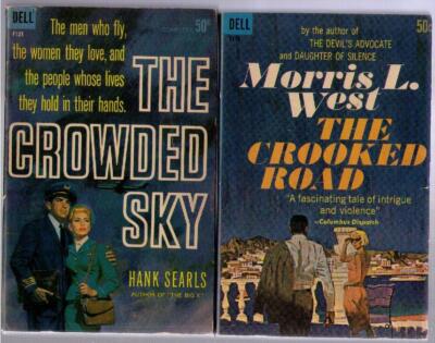 Lot of 2 The Crowded Sky & The Crooked Road Vintage Dell pbs F121 & 124