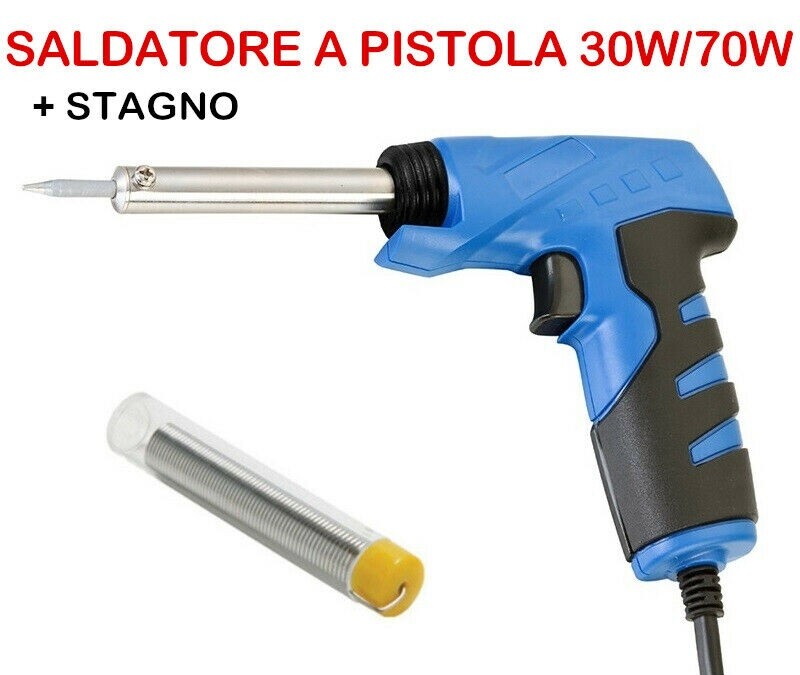 Saldatore A Pistola 30w/70w Doppia Potenza Con Stagno Incluso Saldante sus
