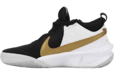 Nike Kids Team Hustle D 10 Basketball Shoes CW6736-002 Black Metalic Gold Size 7