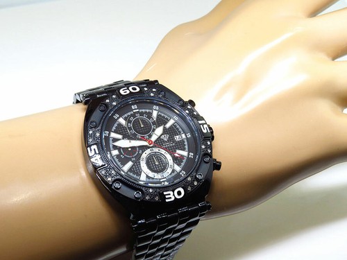 Pre-owned Aqua Master Jojo Joe Rodeo Black Pvd Finish 48 Mm W351 Genuine Diamond Watch