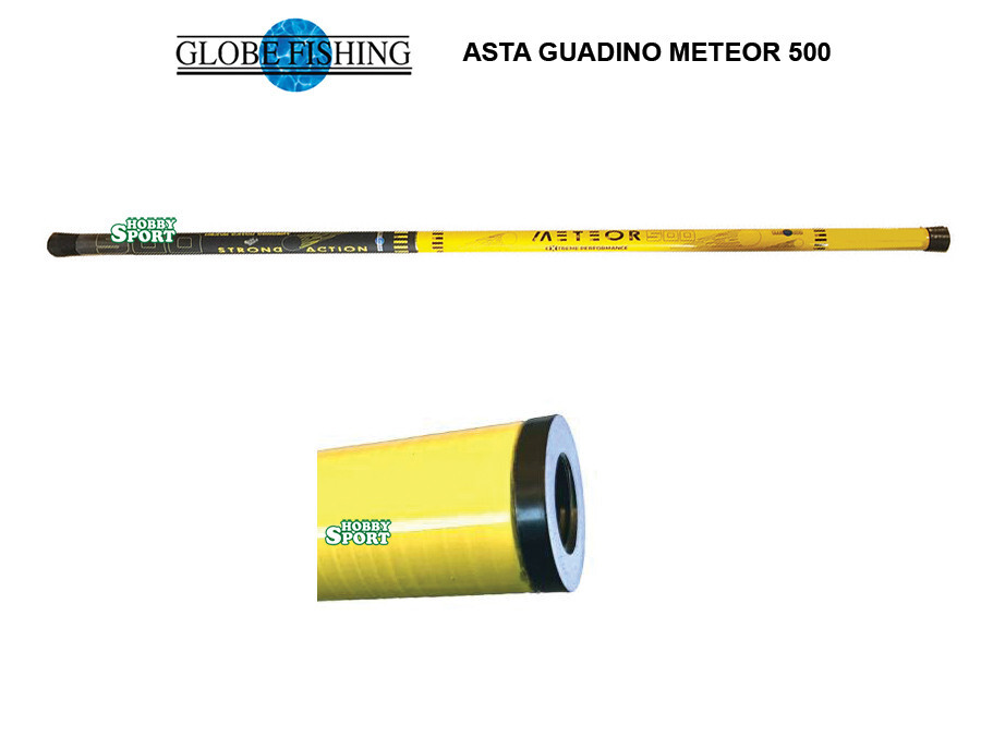 ASTA GUADINO GIALLA METEOR MANICO 5 MT TELESCOPICO IN CARBONIO GLOBE FISHING