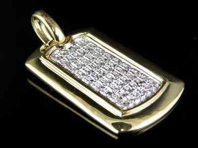 Pre-owned Jewelry Unlimited Men's 10k Yellow Gold Genuine Diamond Dogtag Pendant Charm 1/2 Ct 1.5" In H-i