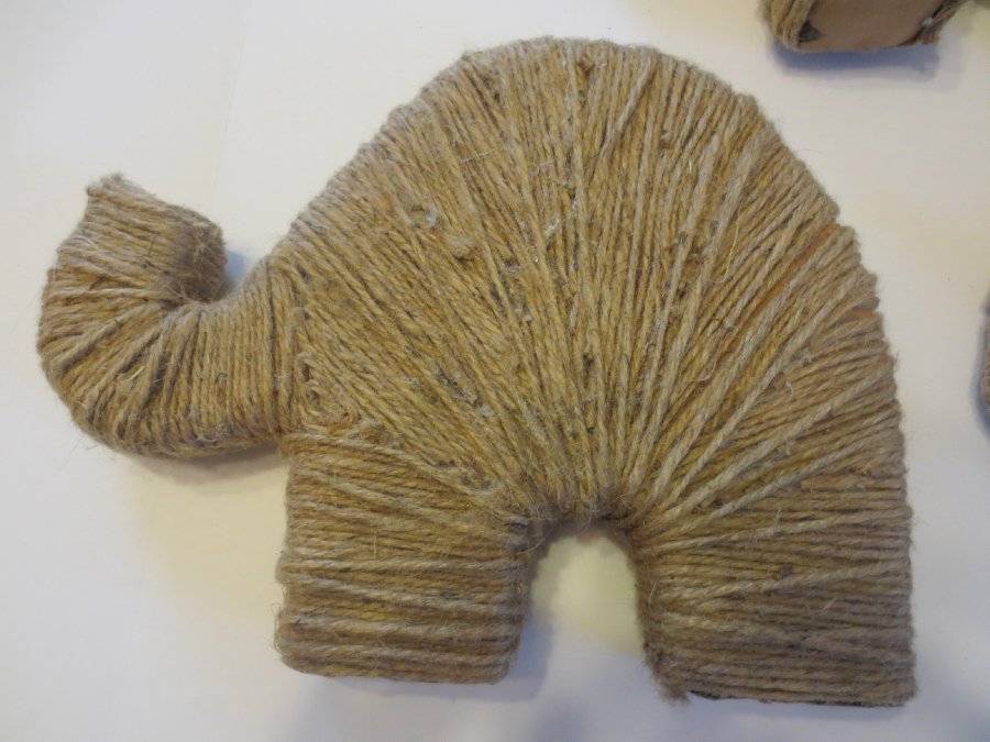 Twine Wrapped Elephant Decorations Set of 3 Nursery Baby Room