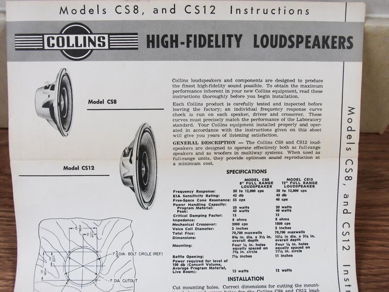 BRAND NEW IN BOX COLLINS WINGED EMBLEM CS-12 LOUDSPEAKER 20V-2 20V-3 75A-4 R-390
