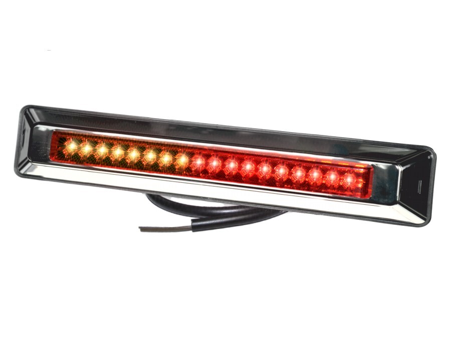LED Heckleuchte PRO-CAN XL 3F 24 Volt, Lichtscheibe rot, Gehäuse chrom