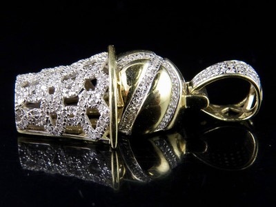 Pre-owned Jewelry Unlimited Mens Real 10k Yellow Gold Genuine Diamond Basketball Pendant Charm 7/10 Ct 1.25" In H-i