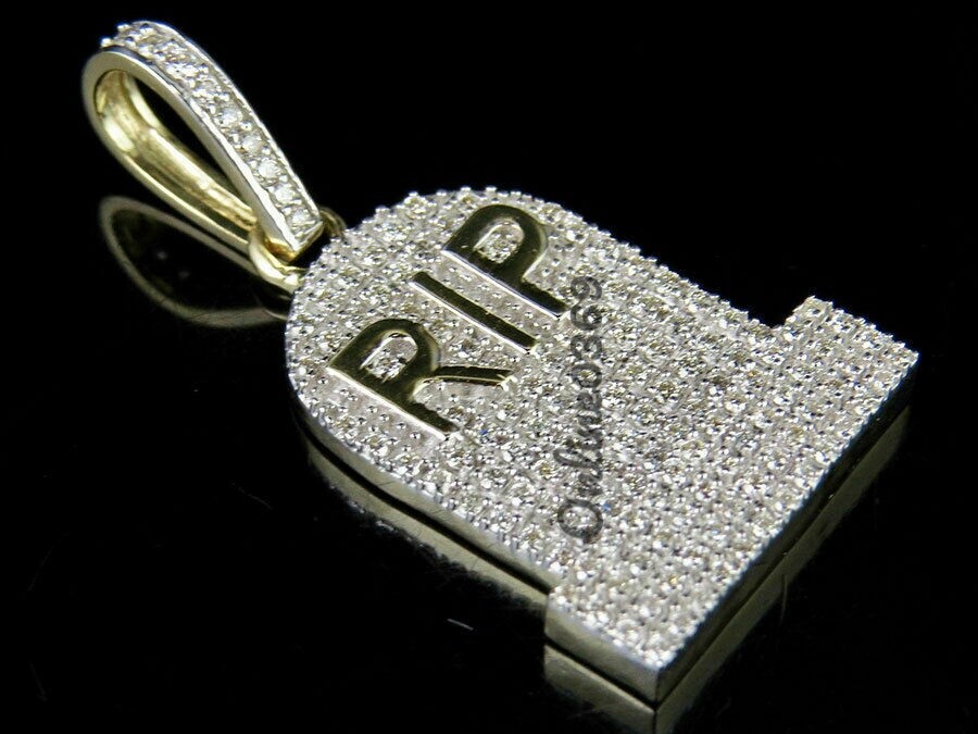 Pre-owned Online0369 Mens Rip Tombstone Charm Pendant 0.50cts Pass Diamond Tester Moissanite Silver In White