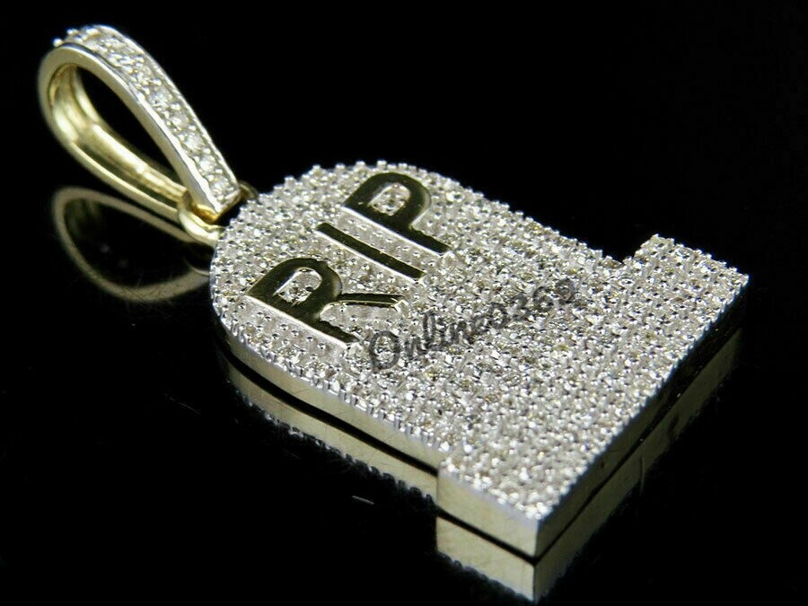 Pre-owned Online0369 Mens Rip Tombstone Charm Pendant 0.50cts Pass Diamond Tester Moissanite Silver In White