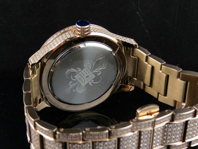 Pre-owned Jewelry Unlimited Mens  Rose Gold Steel Simulated Lab Diamond Watch 45mm Dj-04