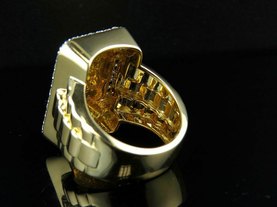 Pre-owned Online0369 Men 2.10ct Rd Cubic Zirconia Lady Fortuna Ring Yellow Gold Over Silver Free Stud