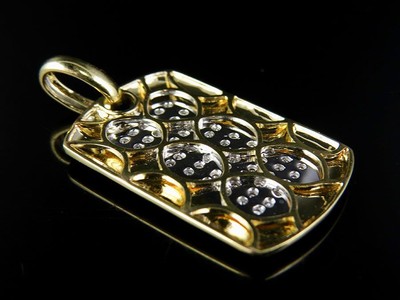 Pre-owned Jewelry Unlimited Men's 10k Yellow Gold Genuine Diamond Dogtag Pendant Charm 1/2 Ct 1.5" In H-i